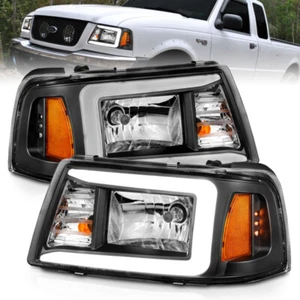 ANZO Fits 2001-2011 Ford Ranger Crystal Headlights W/ Light Bar Black Housing - Picture 1 of 10
