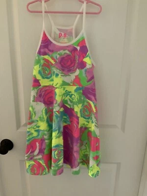 Vestido PS Aeropostale Aero Niñas Solero Rosas Rosa Púrpura Grande L 12 Foto 1 de 2