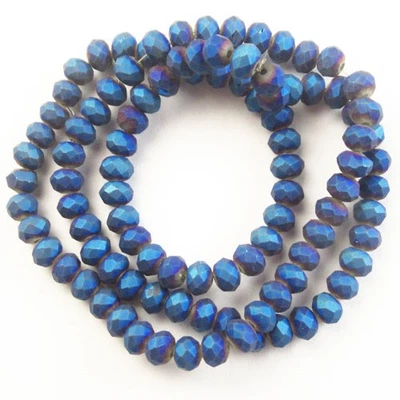 Cuenta suelta rondelle cristal titanio azul facetado 6x4 mm 15,5 pulgadas H93620 Foto 1 de 2