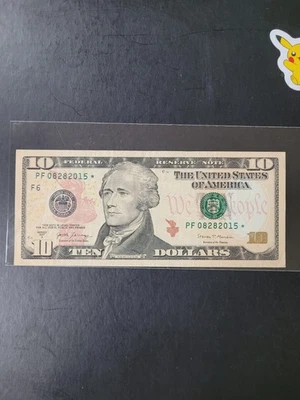 Rare $10 Birthday Star Note! 08/28/2015. Fancy Serial Number - Image 1 of 4