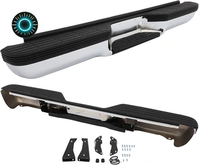 Chrome Steel Rear Bumper Assembly Compatible with 1988-2000 Chevy Silverado GMC - Image 1 of 4