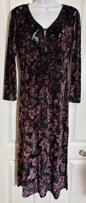 Camisón Maidenform Terciopelo Burnout Midi Púrpura y Negro Sexy Elegancia Pequeño Foto 1 de 4