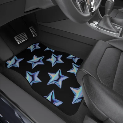 Star Pattern Car Floor Mats | JDM Gift, Aesthetic Car Decor, Blue Cute Car Mats - Image 1 of 4
