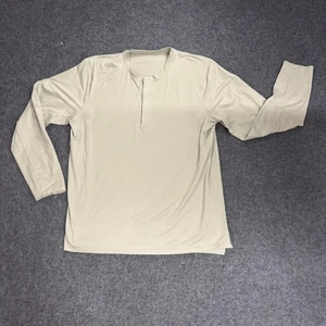 Lululemon Camicia Uomo Manica Lunga Henley Cachi Beige Tempo Libero Taglia Media - Foto 1 di 6
