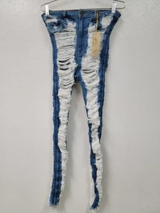 Pantalones de mezclilla AP Blue By Aphrodite de algodón desgastados para mujer talla 11 (30) - Imagen 1 de 9