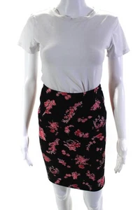 Pinko Womens Floral Print Split Hem Knee Length Lined Pencil Skirt Black Size 1 - Picture 1 of 7