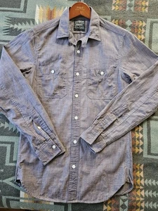 J Crew braun gewaschenes Chambray Arbeitshemd Extra Small XS blau & braun Westernkleidung - Bild 1 von 7