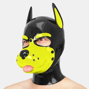 Furrjoi Silicone Dog Pet Play Hood Sticking Tongue Latex Furry Fetish Yellow - Picture 1 of 4