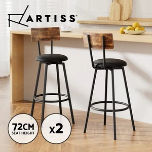 Artiss 2X Industrial Bar Stools Upholstered Counter Chairs Cushioned Steel Frame - Picture 1 of 8