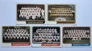 1974 Topps Astros, Padres, Phils, Tigers, Twins Team Card Lot (low grade) - Bild 1 von 2