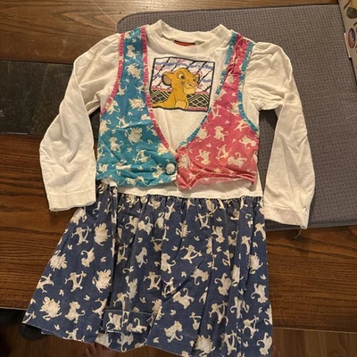 Vestido De Colección Disney El Rey León Simba Nala Niñas 5 Años 90 Gráfico Largo SLeeve Foto 1 de 4