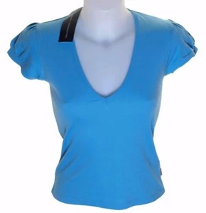 Nuevo con etiquetas Para mujeres French Connection Cuello en V Algodón Camiseta Azul Nueva Mangas Cortas Fcuk - Imagen 1 de 4