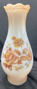 ๐ก Vintage Brown Floral Milk Glass Hurricane Lamp REPLACEMENT TOP FREE SHIPPING - Picture 1 of 11