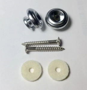 2 High Quality Marshroom Head Strap Button Satin Chrome for style Guitar Bass - Foto 1 di 1