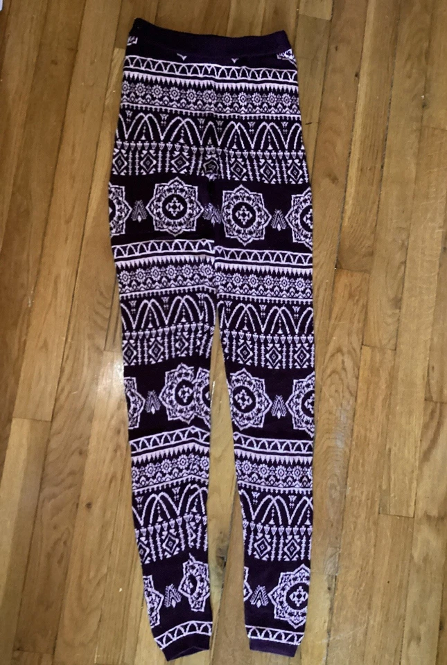 Mossimo Supply Co Mujer Tejido Navidad Leggings Borgoña Fair Isle Talla XS Foto 1 de 2
