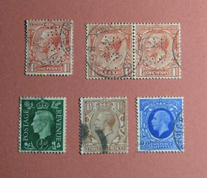 6 estampillas vintage del rey Jorge V y VI de Gran Bretaña 1912 1935 1951 ingresos por franqueo - Imagen 1 de 2