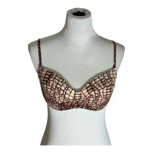 H&M Bra Women's Size 36A Brown Underwired Animal Print Lighty Padded - Picture 1 of 6