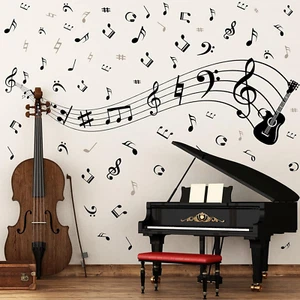 Music Wall Stickers Decals Music Note Wall Decor Removable Notation Band Decals - Picture 1 of 7