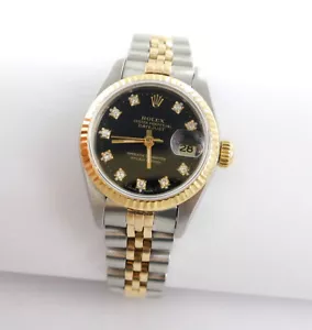 Rolex Datejust Damenuhr Diamanten Stahl/Gold Ref. 69173 black - Bild 1 von 5