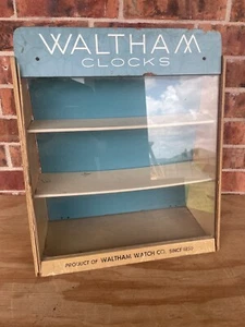 ⭐️Vtg Waltham Clocks-Clock Company Display Theke⭐️Holz & Glas Werbung⭐️ - Bild 1 von 23
