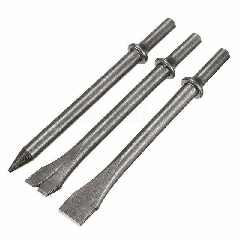 VCT 3PC EXTRA LONG BIT SET FOR AIR CHISEL PUNCH HAMMER TOOL FLAT TAPERED BOLT CUTTER