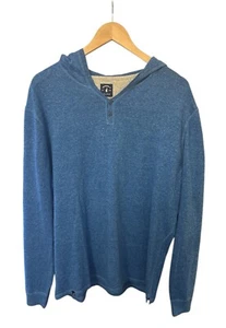NWT JOHNNIE-O Men GERON HENLEY SWEATER HOODIE IN OCEANSIDE L Cotton Linen $198 - Picture 1 of 11