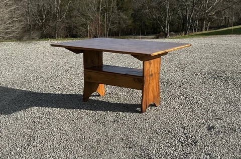 Antique country pine chair table The lift top made from two 20-inch wide boards Cover