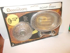 VTG.1968 AMERICAN*DECO ROOM*504S ANTQ. SILVER RUSTPROOF DURA-METAL SOAP DISH NOS - Picture 1 of 12