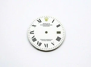 18k Gold Rolex Roman Datejust Non Quick White Watch Dial Part 1605 1607 - Picture 1 of 2