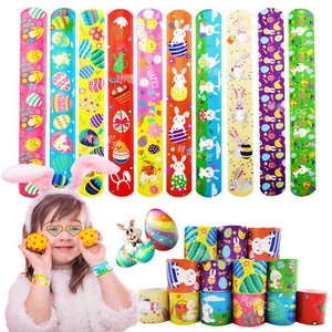 12X Slap Band Snap Bracelet Party Bags Favour Stocking Filler Loot Gifts Easter - Picture 1 of 6