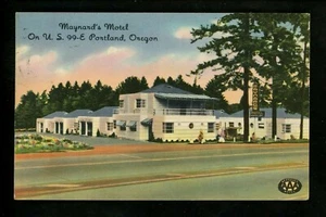 Oregon OR postcard Portland, Maynard's Motel hotel Colourpicture - Picture 1 of 2