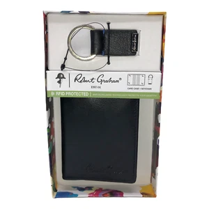 Robert Graham Herren schwarz Echtleder RFID geschützt Kartenetui Geldbörse mit Schlüssel - Bild 1 von 4