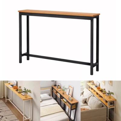 Slim Narrow Hallway Console Table Metal Frame Wooden Long Bar Table Furniture UK - Image 1 of 4