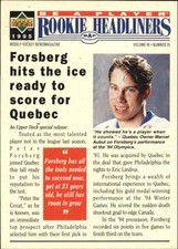 1994-95 Be A Player Nordiques Hockey Card #R152 Peter Forsberg
