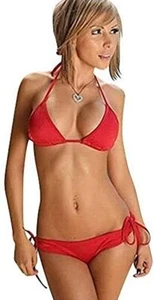 Damen rot gefüttert Badeanzug verstellbare Bänder Bikini Tankini Größe 8-14 Einheitsgröße - Bild 1 von 1