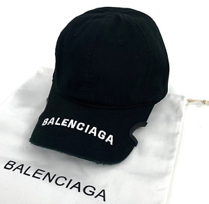 Balenciaga Notch Visor Logo Baseball Cotton Cap Black Hat Head One Size M