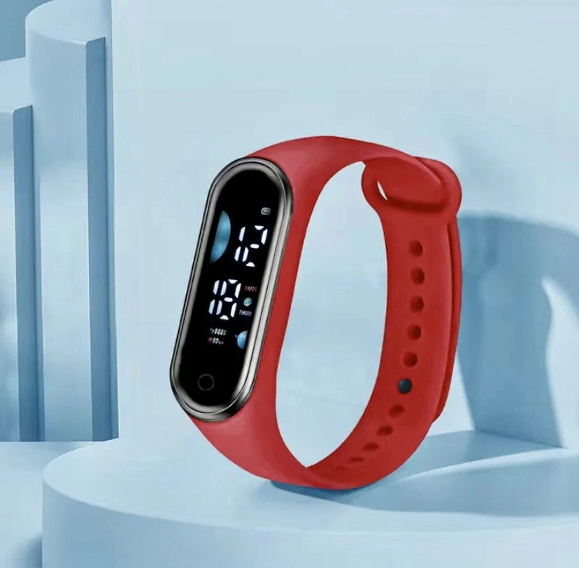 ¡NUEVO CON ETIQUETAS! Reloj digital inteligente Simple Planet para mujer, indicador de fecha, banda roja Foto 1 de 1