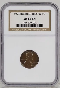 1972 Doubled Die OBV Lincoln Memorial 1 Cent NGC MS64 BN - Picture 1 of 9