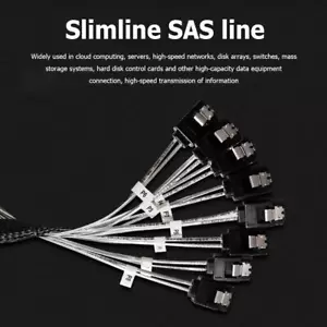 Slim Line SAS4.0 SFF-8654 8i to SATA 8 Ports 12Gbps 50cm Adapter Cable - Bild 1 von 6