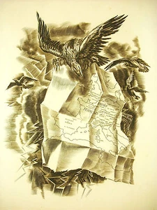 Napoleon Bonaparte Map L'Empire Sc Albert Decaris Engraving 52cm 1952 31/33 - Picture 1 of 2