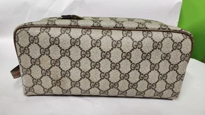 Borsa toilette cosmetica Gucci vintage tela marrone GG monogramma anni 70 - Foto 1 di 14