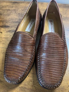 Men’s Sandro Muscoloni Genuine Lizard 8 1/2D Slip On Loafers, Peanut - Picture 1 of 10