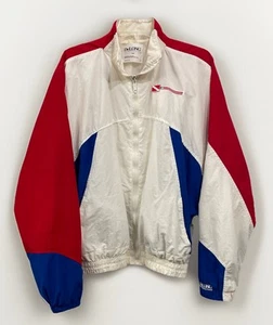 DeLong Vintage 90’s Red White Blue Batwing Windbreaker Men’s Size Small Full Zip - Picture 1 of 11