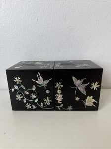 Mother of Pearl Butterfly Jewellery Box Trinket Chest Holder Bracelet Storage - Bild 1 von 8