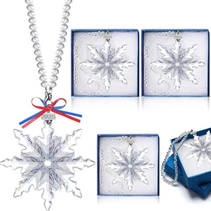 Pack de 4 colgantes de copo de nieve de cristal de Navidad 2025 decoración cristales ornamento de nieve... - Imagen 1 de 7