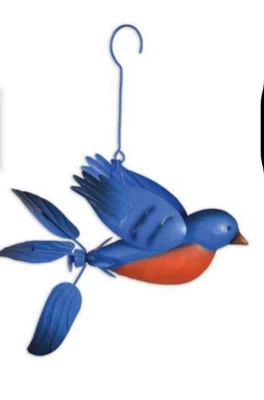 "Colgante pájaro azul giratorio metal por Sunset Vista 15x12x11"" decoración de jardín" Foto 1 de 4