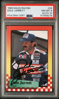 Dale Jarrett 1989 Maxx Card 29  Autograph PSA DNA EX-MT 8 AUTO 10 Pop 1 Nascar - Image 1 of 4
