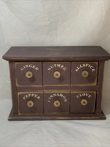 Rustic  Primitive 2 Drawer Faux Spice Cabinet - Picture 1 of 8