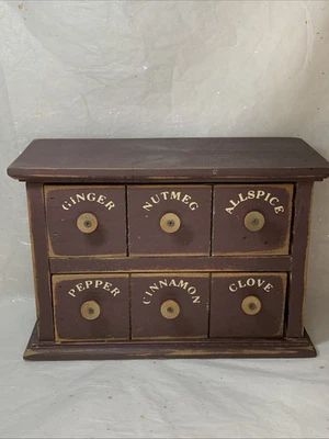Rustic  Primitive 2 Drawer Faux Spice Cabinet - Image 1 of 4