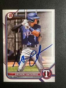 Anthony Gutierrez Signed Card 2022 Bowman In Person Autograph (IP) Auto - Picture 1 of 2